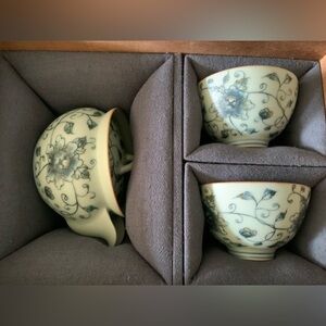 Handmade 3 Piece Chinese Tea Set in Wooden Box Unique